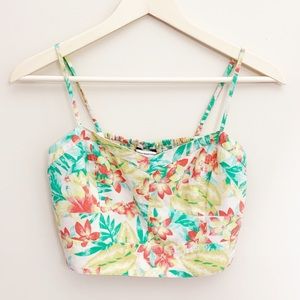 AE🦅Tropical Floral Print Crop Top